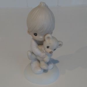 "Jesus Loves Me" Precious Moments Boy With Teddy Bear Figurine